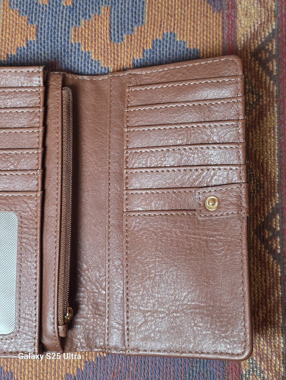Fossil Liza Brown Leather Wallet Gold Hardware Bar Slim Bifold Clutch - Picture 11 of 16